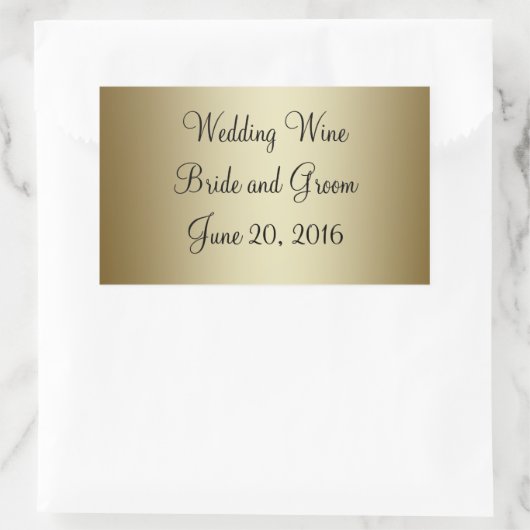 Goud Zwart Bruiloft Wijn Label Sticker (Tas)