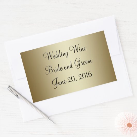 Goud Zwart Bruiloft Wijn Label Sticker (Envelop)