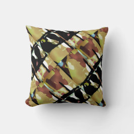 Goud Zwart Bruin Diagonaal Abstract Grote Tegels Kussen