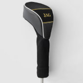 Goud Zwart Carbon Uiterlijk Met Monogram Golfheadcover (Schuin)