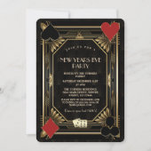 Goud Zwart Casino Vegas Gatsby Oud en Nieuw Kaart (Voorkant)