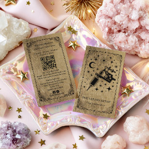 Goud Zwart Celestiaal Tarot Tatoeëerder QR Visitekaartje