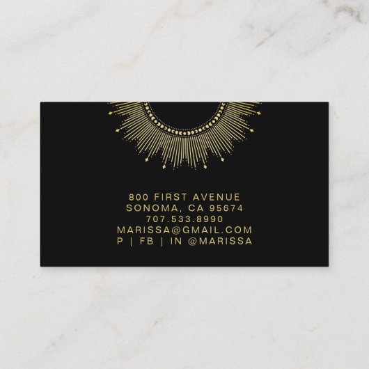 Goud Zwart Celestial Massage Therapeut Visitekaartje (Achterkant)