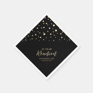 Goud & Zwart Chic Confetti Klassereünie Feestje Servet