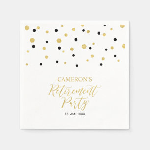 Goud & Zwart Chic Confetti Pensioenfeest Servet