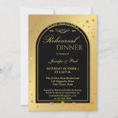 Goud Zwart Chic Confetti repetitie diner Kaart (Voorkant)