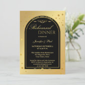 Goud Zwart Chic Confetti repetitie diner Kaart (Staand voorkant)