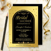 Goud Zwart Chic Confetti Vrijgezellenfeest Kaart