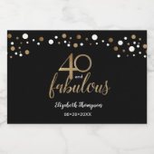 Goud zwart Confetti 40 en Fabulous Sparkling Wijnetiket (Enkel label)
