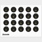 Goud & Zwart Confetti 60e Verjaardagsfeestje Ronde Sticker (Vel)