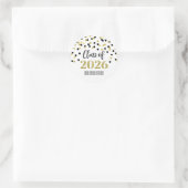 Goud Zwart Confetti Afstuderen 2026 Ronde Sticker (Tas)