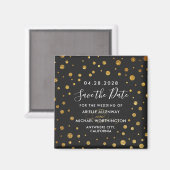 Goud Zwart Confetti Bruiloft Save the Date Magnets Magneet (Voorkant / Achterkant)