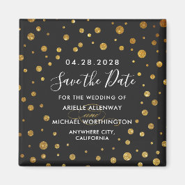 Goud Zwart Confetti Bruiloft Save the Date Magnets Magneet