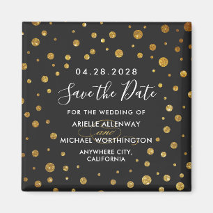 Goud Zwart Confetti Bruiloft Save the Date Magnets Magneet