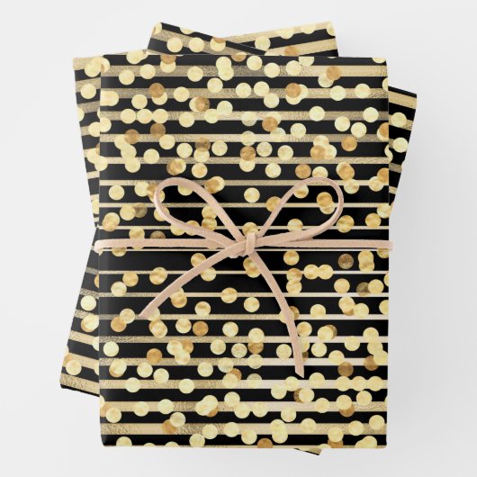 Goud zwart confetti glitter sparkle Hollywood Inpakpapier Vel (In situ)