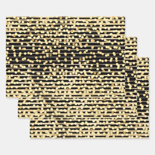 Goud zwart confetti glitter sparkle Hollywood Inpakpapier Vel (Set)