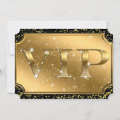 Goud Zwart Confetti Glitters Glam VIP-feestticket Kaart (Voorkant)