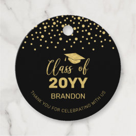 Goud Zwart Confetti Graduation Party Foto Bedankjes Labels