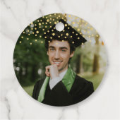 Goud Zwart Confetti Graduation Party Foto Bedankjes Labels (Achterkant)