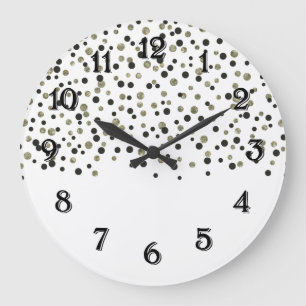 Goud Zwart Confetti Grote Klok