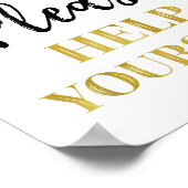 Goud Zwart Confetti Help Uzelf Bord Poster (Hoek)