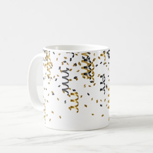 Goud Zwart Confetti Koffiemok (Voorkant links)