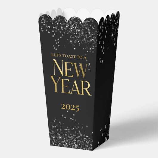 Goud Zwart Confetti Oud en Nieuw Feest Bedankdoosjes (Voorkant)
