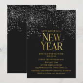 Goud Zwart Confetti Oud en Nieuw Feest Kaart (Voorkant / Achterkant)