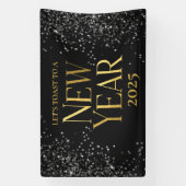 Goud Zwart Confetti Oud en Nieuw Feest Spandoek (Verticaal)