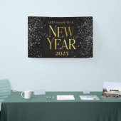 Goud Zwart Confetti Oud en Nieuw Feest Spandoek (Beurs)
