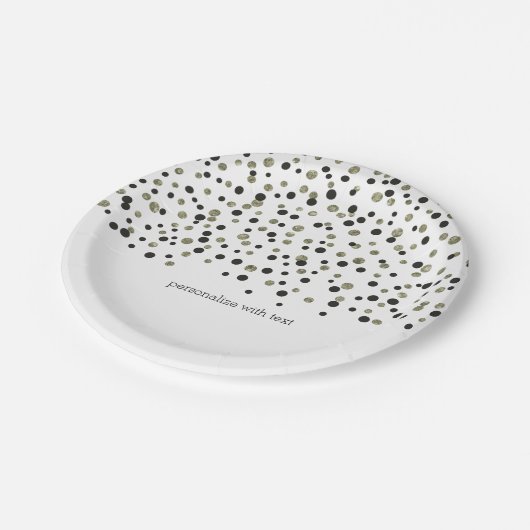Goud Zwart Confetti Papieren Bordje (Gekanteld)