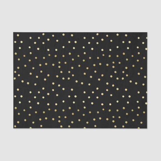 Goud & Zwart Confetti Polkadots Tissue Papier (Voorkant)
