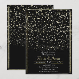 Goud & Zwart Confetti Spatten Verlovingsfeestje Kaart