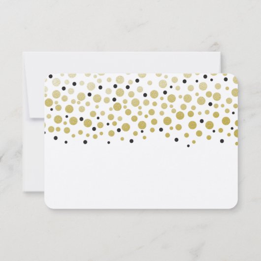 Goud Zwart Confetti Stippen Bruiloft RSVP (Achterkant)