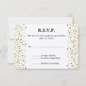 Goud Zwart Confetti Stippen Bruiloft RSVP (Voorkant)