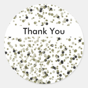 Goud Zwart Confetti Stippen dank u Ronde Sticker