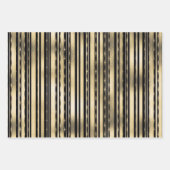Goud zwart confetti strepen elegant vormig patroon inpakpapier vel (Voorkant 2)