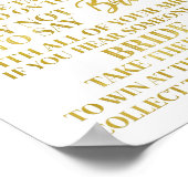 Goud Zwart Confetti Zeg Niet Bruid Spel Bord Poster (Hoek)