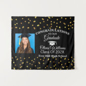 Goud zwart Congrats Afstuderen Fotoklasse van 2021 Wandkleed (Voorkant (horizontaal))