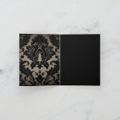  Goud zwart damask bruiloft dank u Bedankkaart (Binnen)