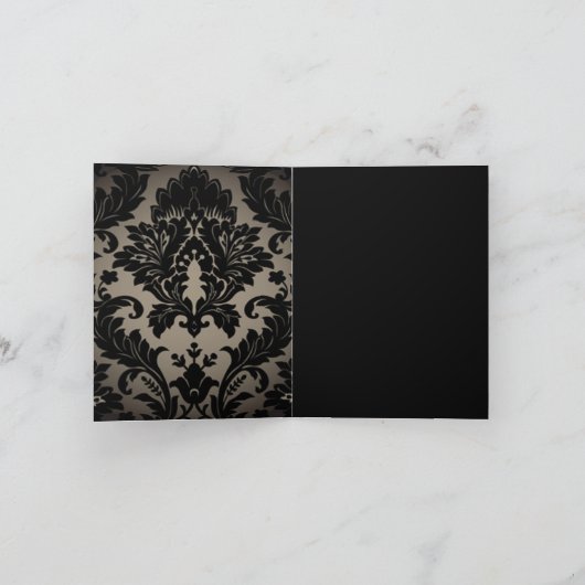  Goud zwart damask bruiloft dank u Bedankkaart (Binnen)