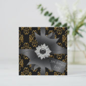Goud Zwart Damask Gift Classy 50ste verjaardag Kaart (Staand voorkant)