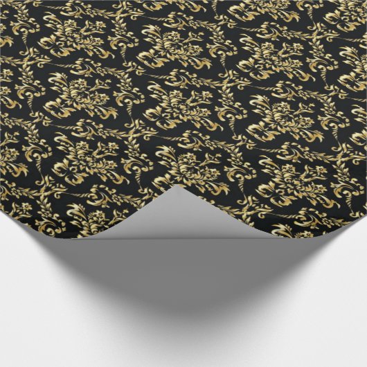 Goud zwart damaspakpapier cadeaupapier (Hoek)