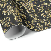 Goud zwart damaspakpapier cadeaupapier (Rol Hoek)