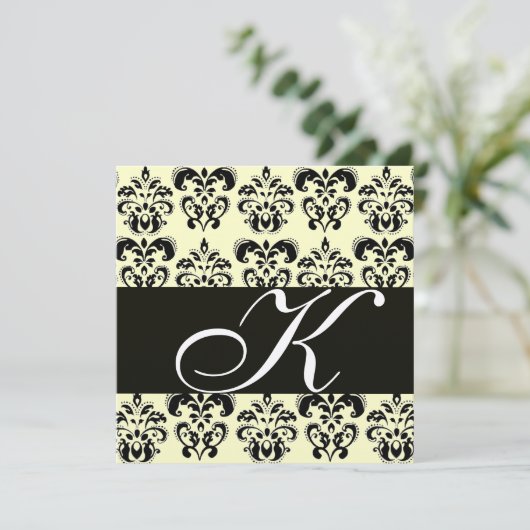 GOUD & ZWART DAMAST MONOGRAM, wit Kaart (Staand voorkant)