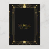 Goud Zwart Deco Gatsby Roaring 20's Save the Date Aankondigingskaart (Voorkant)