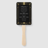 Goud Zwart Deco Glam Bruiloftsprogramma uit de Roa Handwaaier (Achterkant)