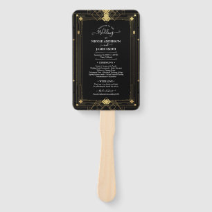 Goud Zwart Deco Glam Bruisende Jaren 20 Huwelijksp Handwaaier