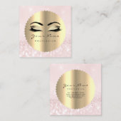 Goud Zwart Diamant Make-up Artiest Lashes Roze Vierkante Visitekaartje (Voorkant / Achterkant)