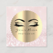 Goud Zwart Diamant Make-up Artiest Lashes Roze Vierkante Visitekaartje (Voorkant)